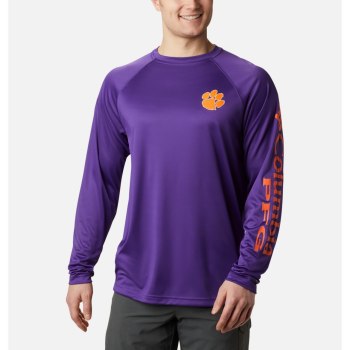 Columbia Sweater Heren, Collegiate PFG Terminal Tackle Long Sleeve - Clemson Paars Oranje, 34JHRKEGT